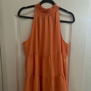 Orange above knee-length sun dress. Size large